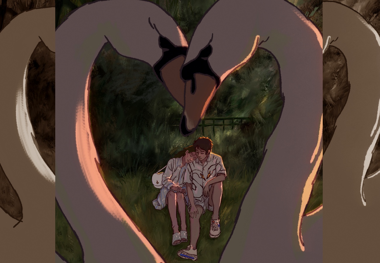 BUEBERRY為七夕情人節推出以天鵝為靈感的皂白色全系列。（BURBERRY提供）