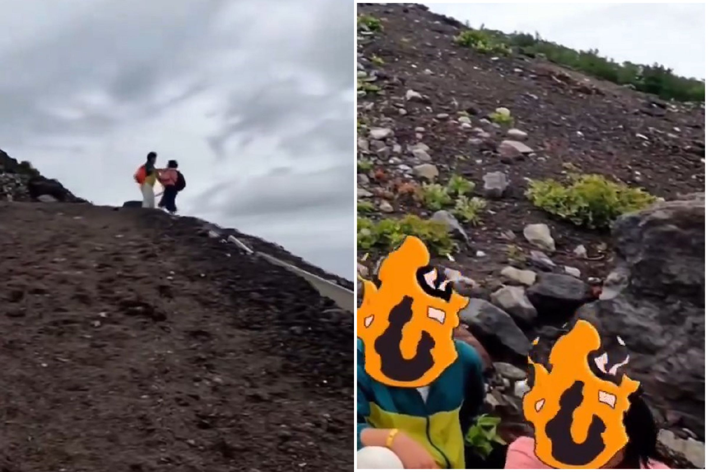 中國母子在富士山打起來，對話內容太勁爆！媽媽大喊「在兒面前愛愛」。（翻自DuckHugh YT畫面）