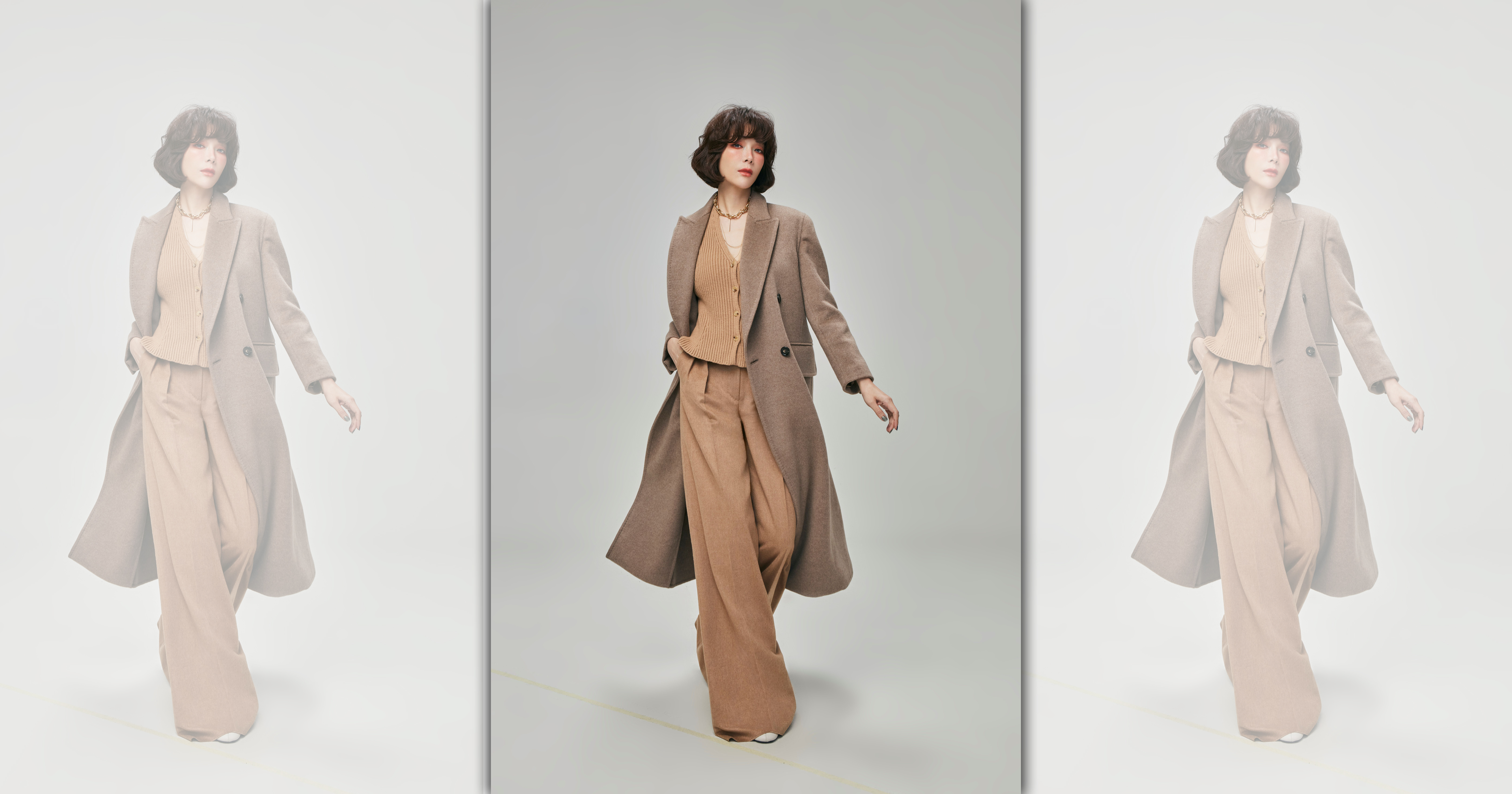 蔡淑臻以一身Max Mara經典駝色大衣亮相,展現出成熟優雅的時尚姿態。(伊林娛樂提供)