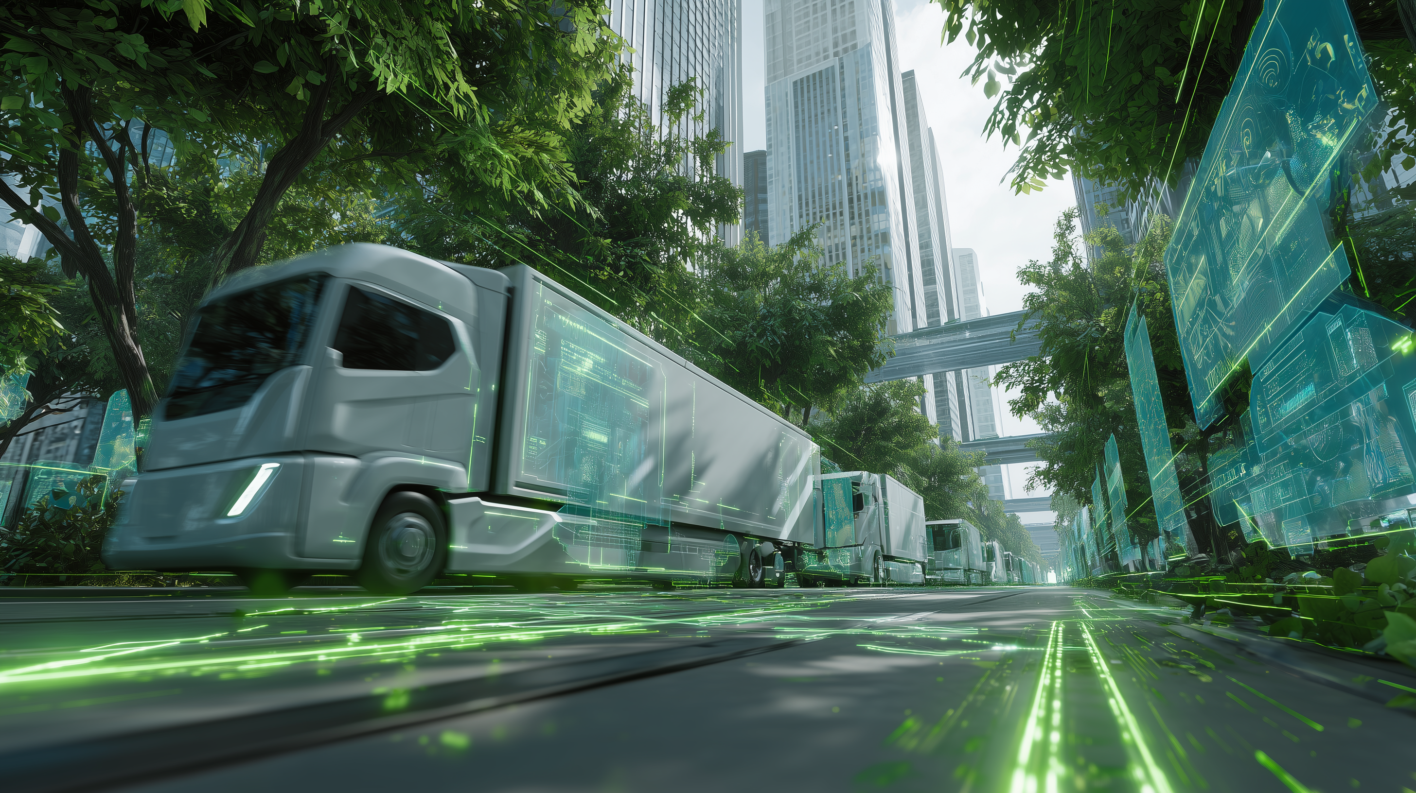 山隆啟動AI綠運大轉型，朝零碳物流與綠色運輸領航者目標前進。（圖／ChatGPT AI生成）