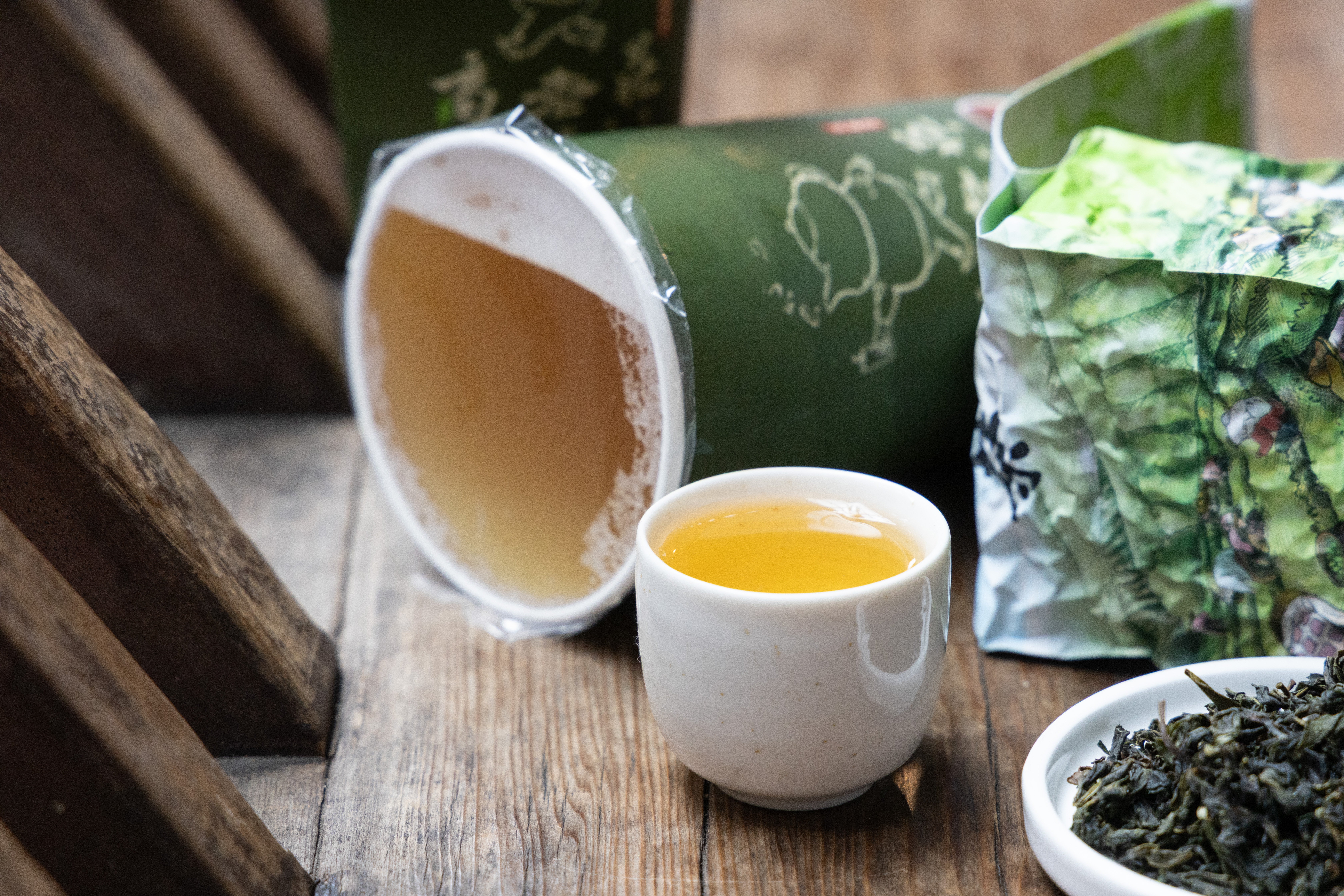 高老莊假日才喝得到用深坑區特產茶沖泡的飲品「文山包種茶」。(50元/杯)