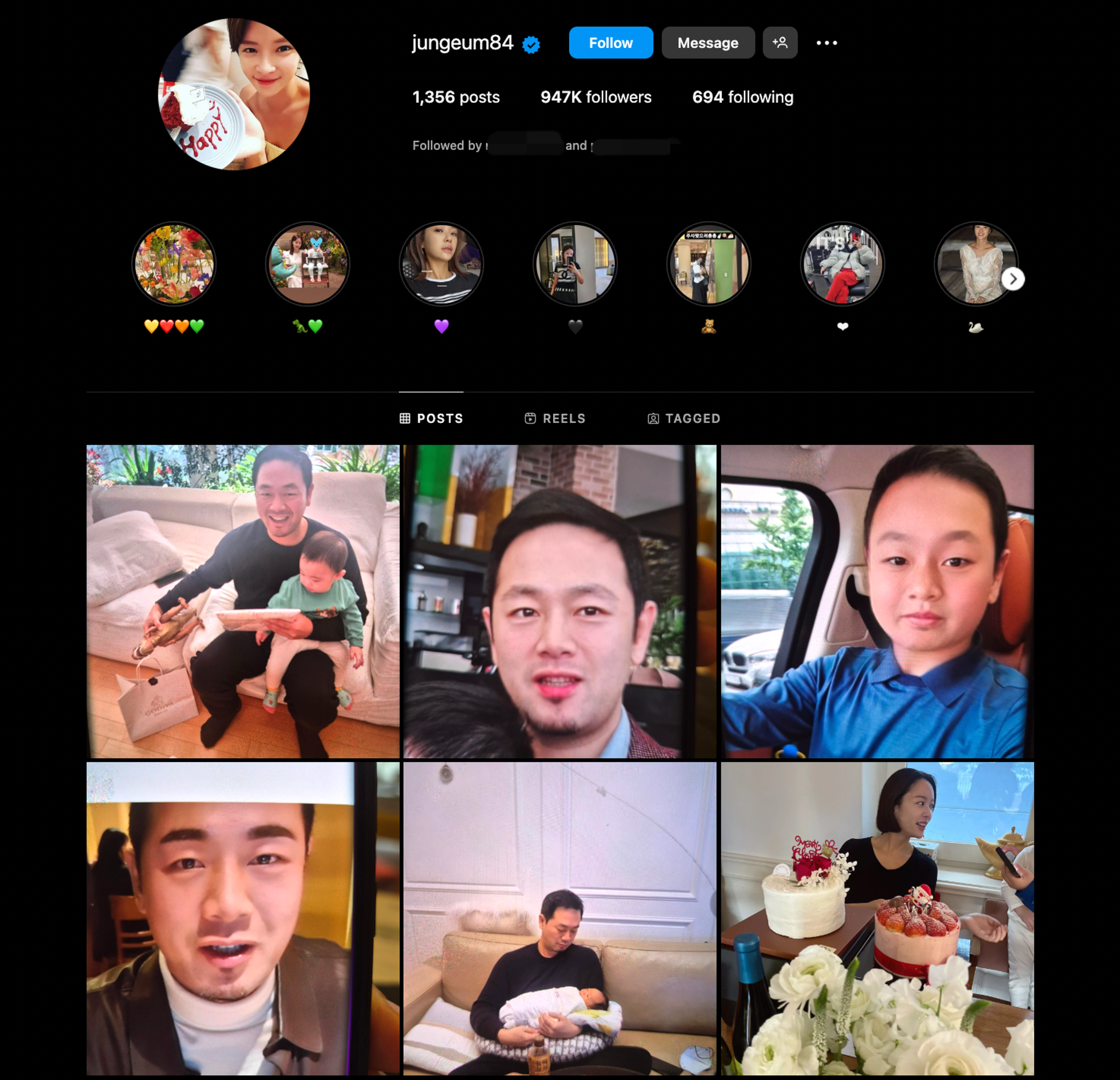 黃正音結婚以來多次在社群放閃家庭美滿,卻很少曝光老公長相,昨一次公開五張照片,網友原本還以為又是在放閃。(截圖自黃正音INS)
