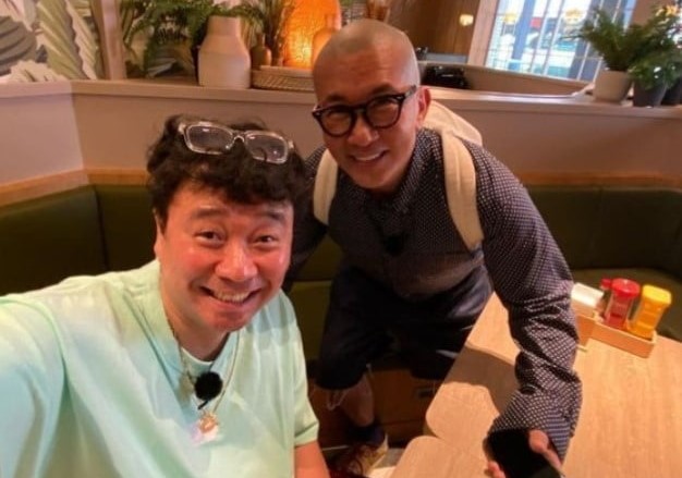 姜元來（左）去年曾在韓國與具俊曄、大S一家人見面，還約好在台灣再聚。（翻攝姜元來Instagram)