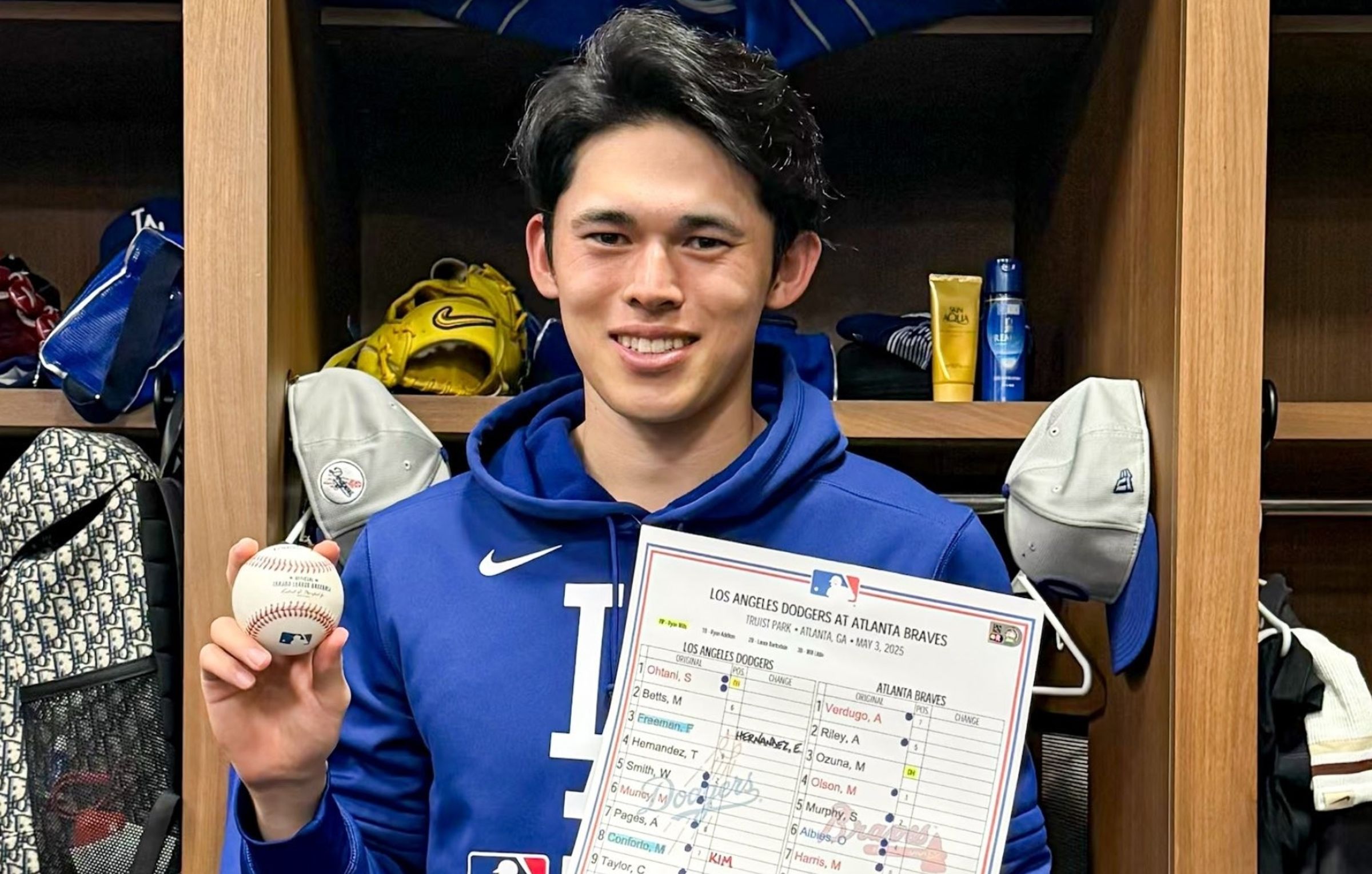 「令和怪物」佐佐木朗希終於贏得個人在MLB首勝。(翻攝自Los Angeles Dodgers X平台)