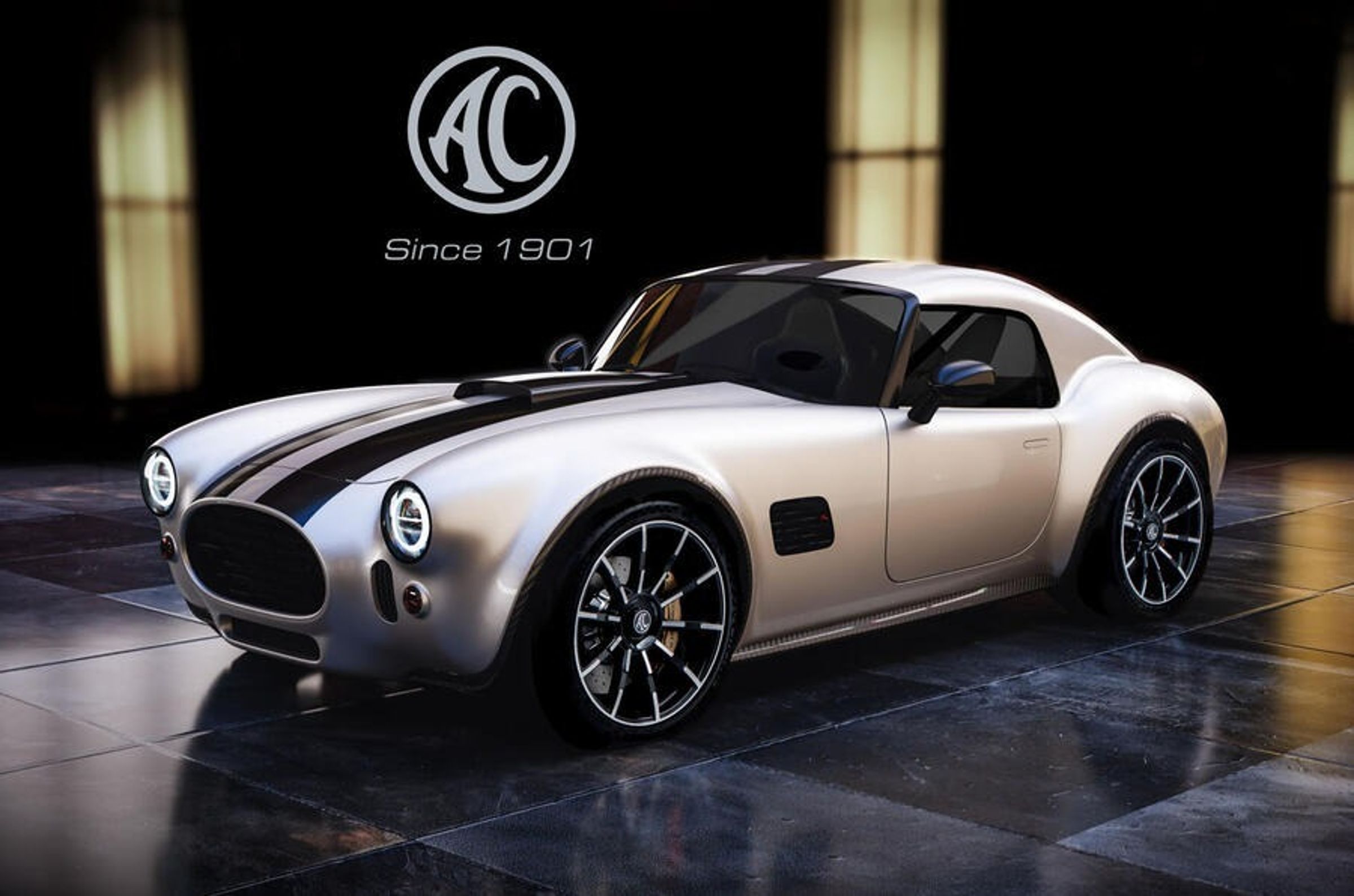 AC Cars 是一家以經典跑車聞名的英國汽車製造商，其特色在於融合了傳統手工製造工藝與現代科技，打造出一系列具有歷史底蘊與現代化性能的高端跑車。圖為其所打造的AC Cobra GT Coupe。
