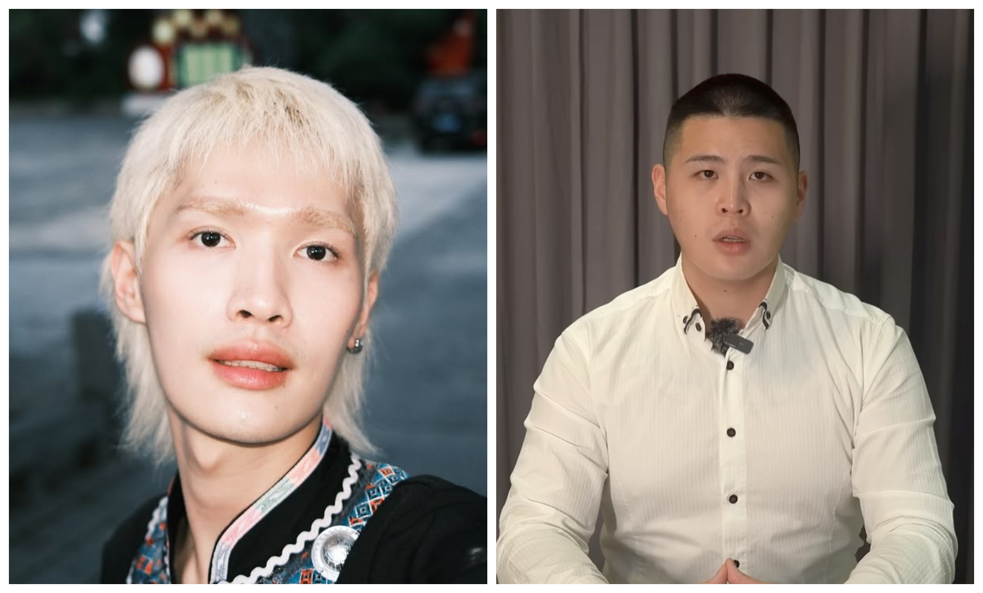 鍾明軒（左圖）抖內閩南狼（右圖），稱他比較像個人。（翻攝鍾明軒IG、閩南狼YT頻道）