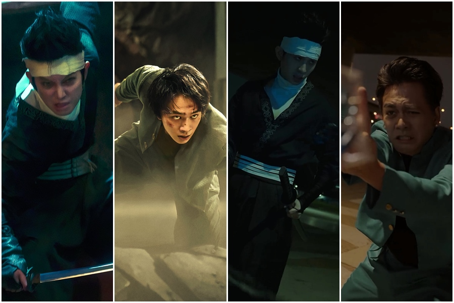 Netflix真人版影集《幽遊白書》近日上架掀起話題，本鄉奏多飾演的飛影（左起）和北村匠海飾演的幽助，被台灣網友發現撞臉博恩和喬瑟夫。（左1、左2翻攝自X平台@NetflixJP，右1、右2翻攝自IG@brianptseng）