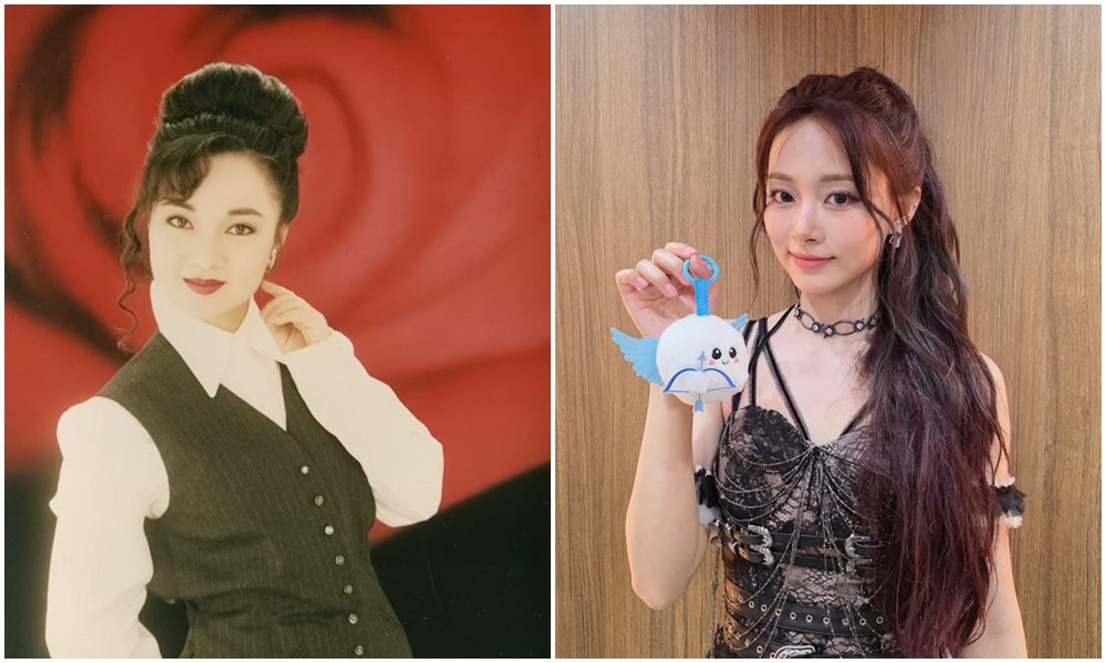 有人說周子瑜（右）撞臉年輕時候的白冰冰（左）。（翻攝周子瑜IG、白冰冰臉書）