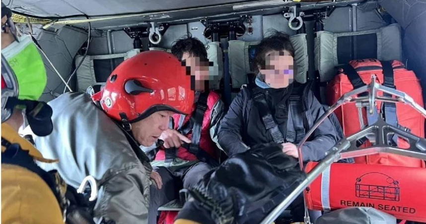 法籍情侶檔至屏東縣登山迷途，經警消搜索3天後，今日上午順利尋獲，所幸2人均意識清楚。（翻攝畫面）
