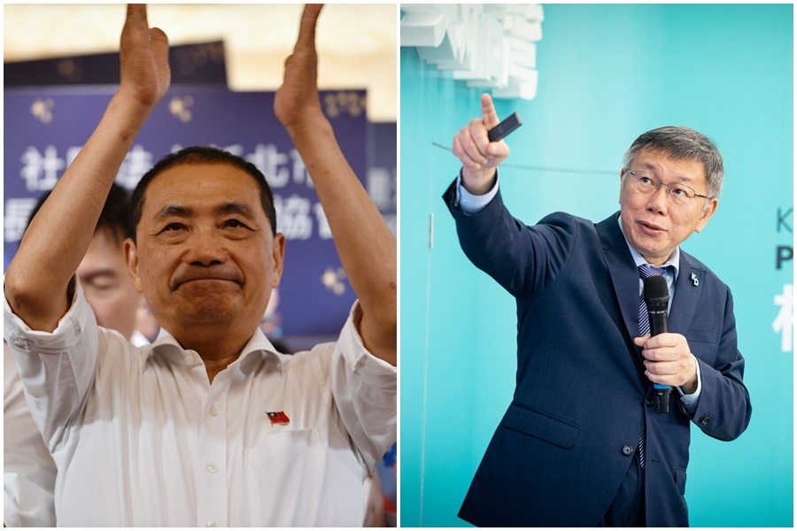 侯友宜（左）喊話柯文哲（右）「火車過站就不等人了，時間也不等人」。（本刊資料照）