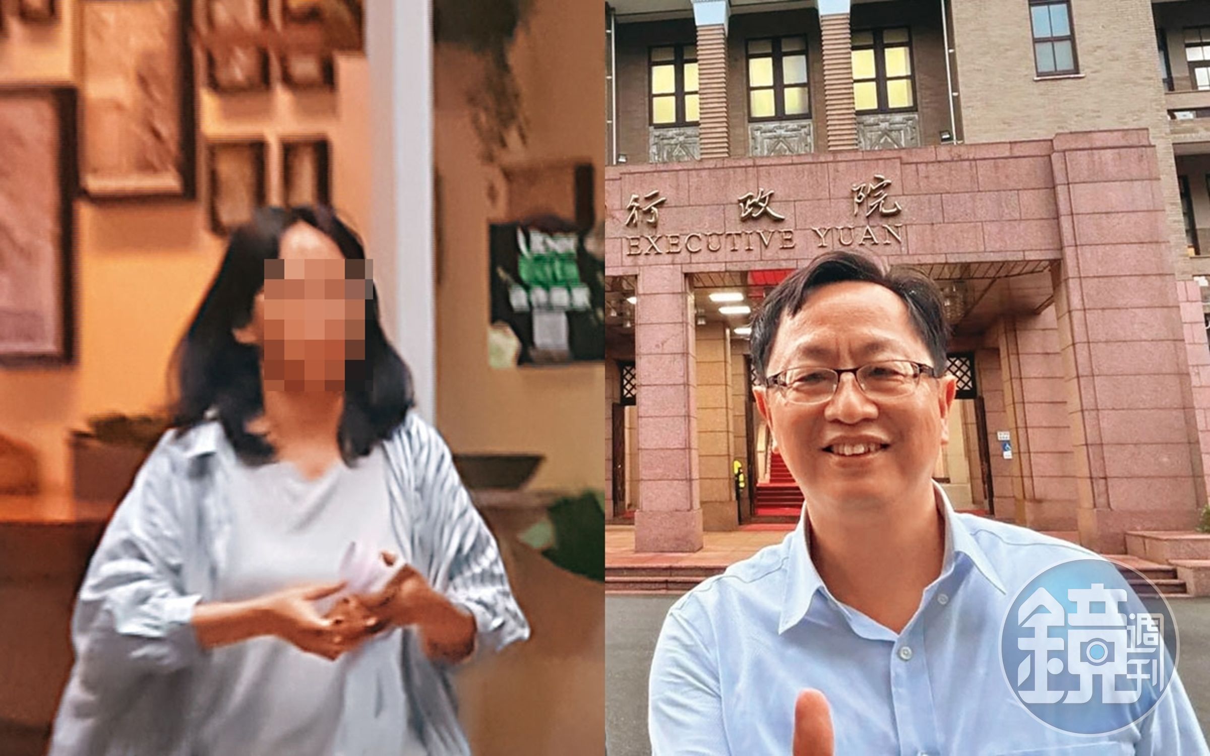 30年公務資歷的行政院祕書處長徐益梁(右,翻攝台北市室內設計裝修商業同業公會官網),被控與陳姓諮議(左)聯手欺壓職員,並爆不倫戀。