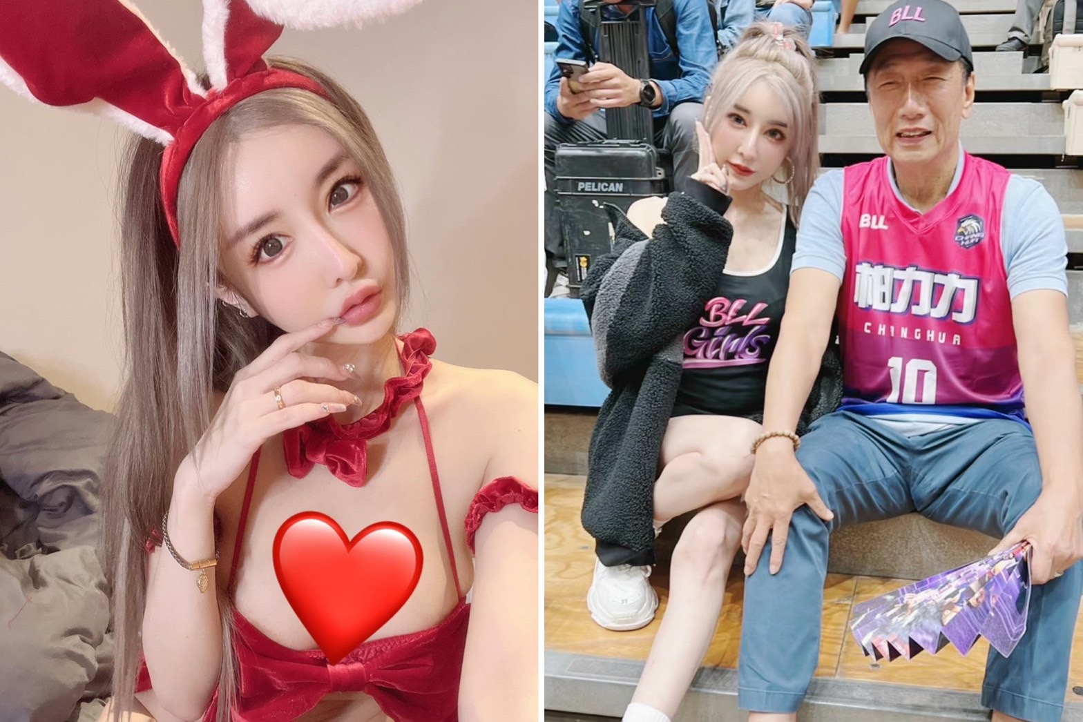 郭台銘近況曝光，「情色教主」緊貼合照。（翻攝雪碧臉書、threads）