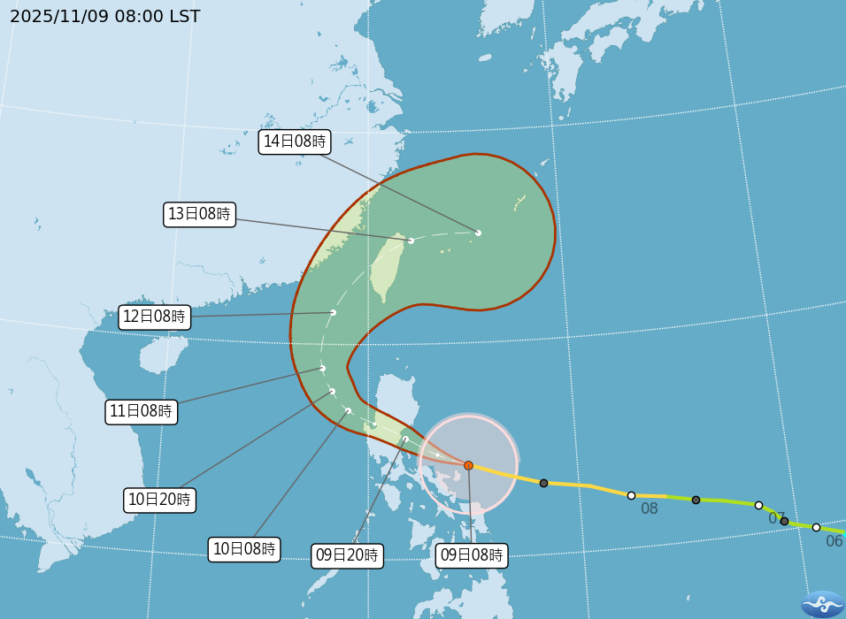 鳳凰颱風正朝西北西進行。（氣象署提供）