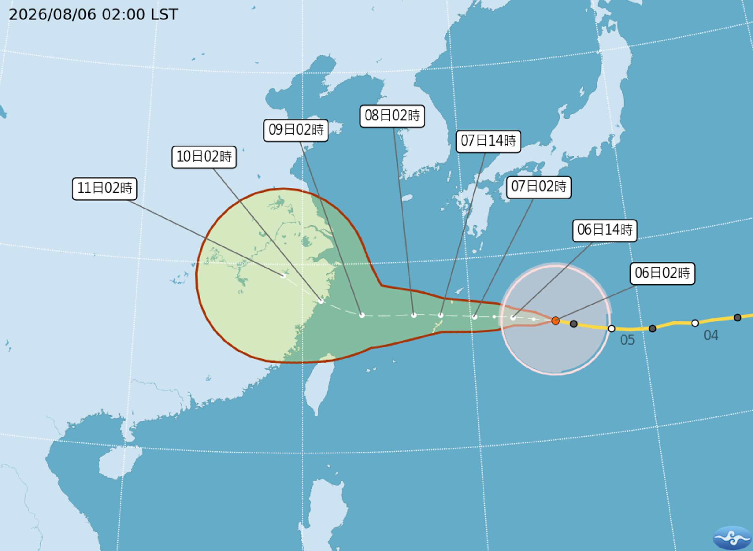 颱風白海豚預測路徑。（氣象署提供）