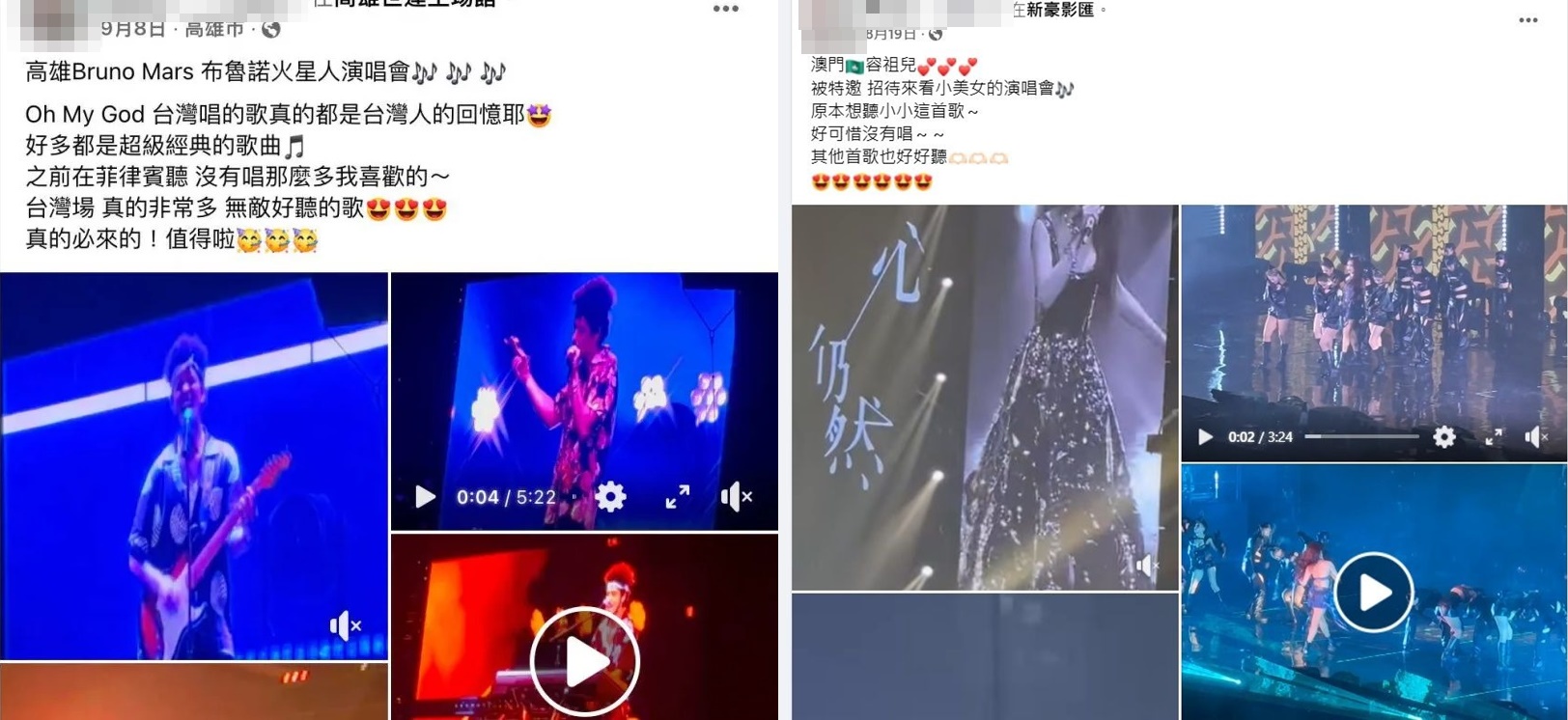 張姓黃牛人妻經常曬演唱會VIP視角。（翻攝自當事者臉書）