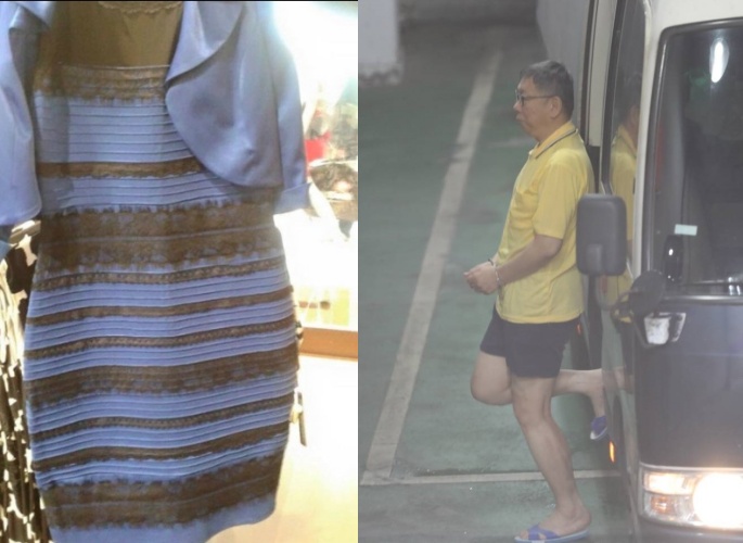 對於網路上抨擊柯文哲故意把頭髮染白的說法，精神科醫師沈政男用「爆紅洋裝理論」回擊。（左圖翻攝自臉書 ＠沈政男／右為本刊資料照）