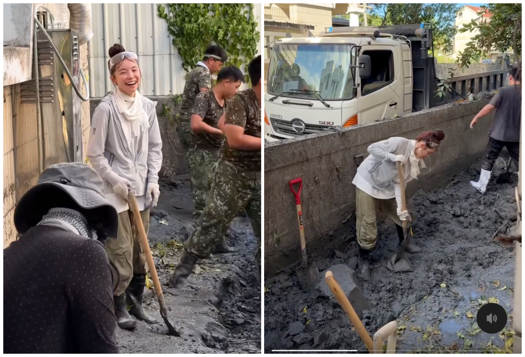 李多慧昨赴花蓮光復鄉救災，化身鏟子超人。（翻攝李多慧Threads）