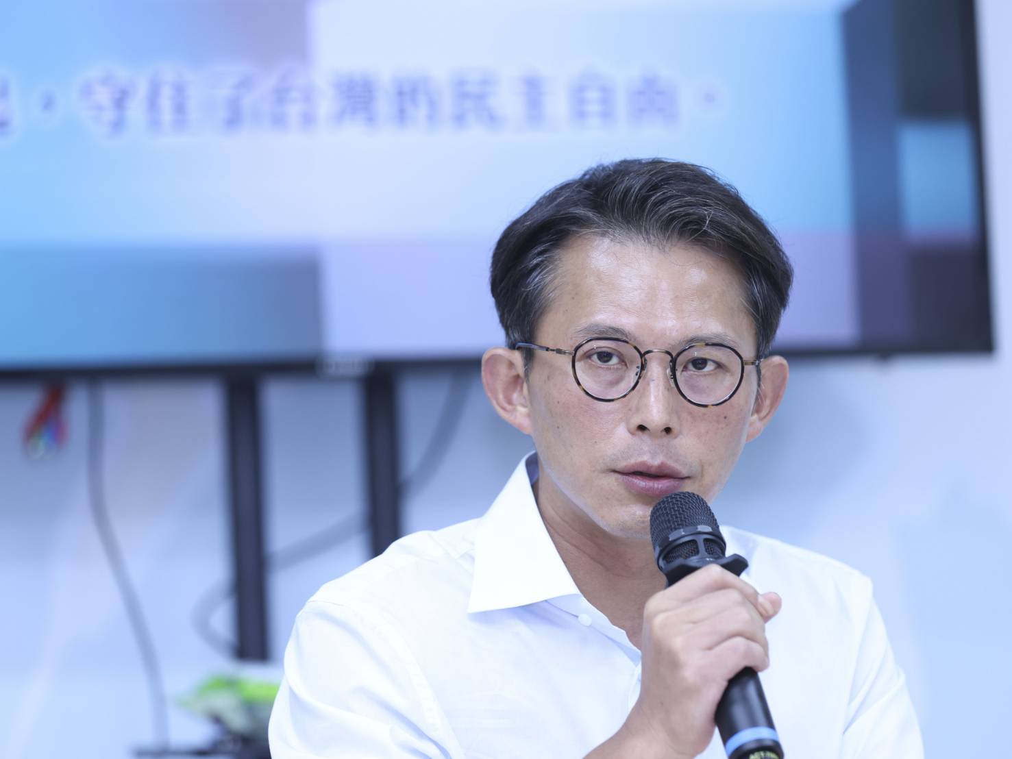 民眾黨主席黃國昌發表談話。(鏡報劉耀勻)