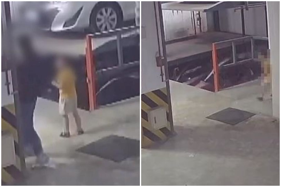 台中市北屯區一棟大樓地下室機械車位19日發生命案，男童母親與哥哥親眼目睹慘劇。（翻攝畫面）