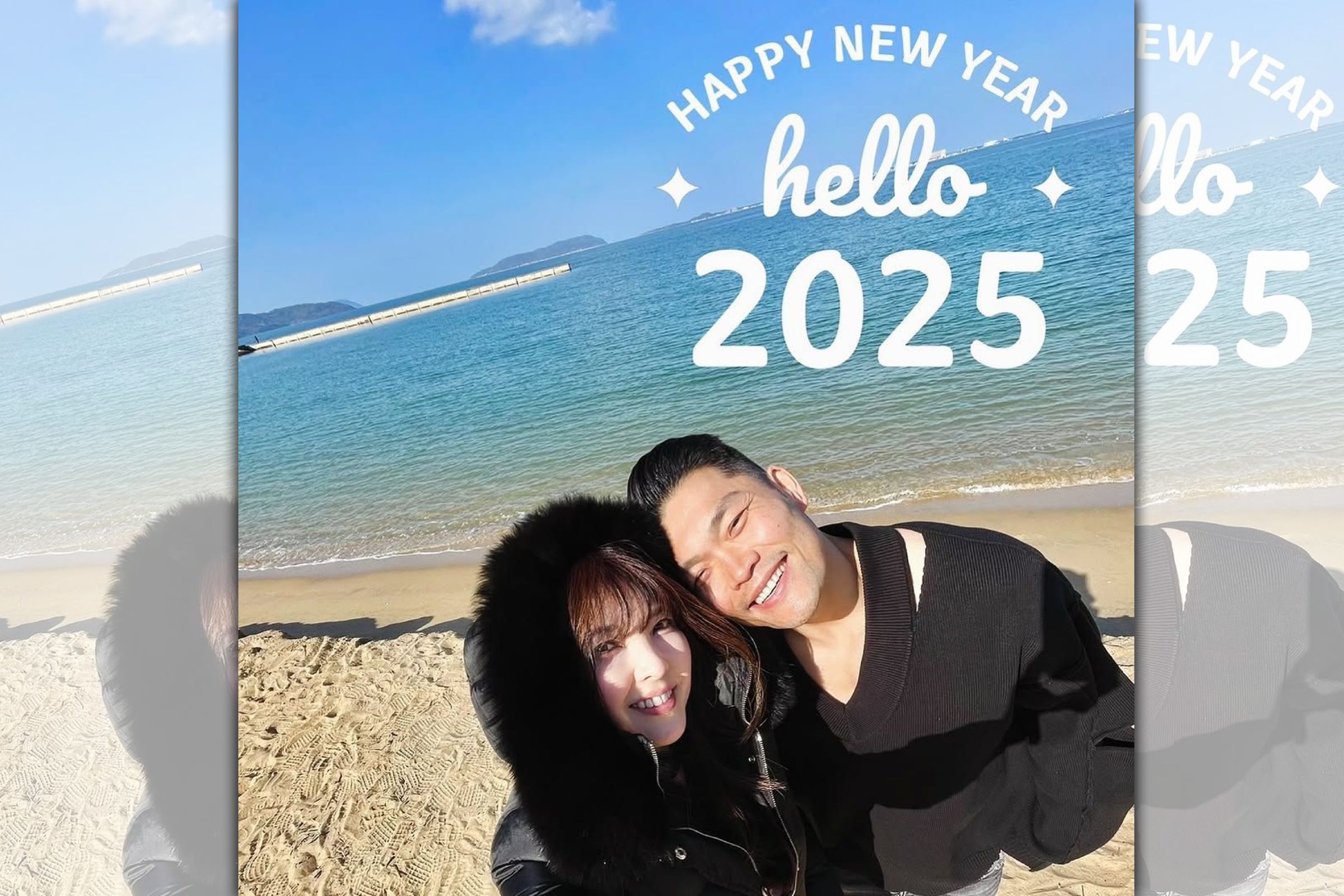 李玖哲曬出與49歲的相馬茜合影,一臉幸福賀新年。(翻攝自李玖哲IG)