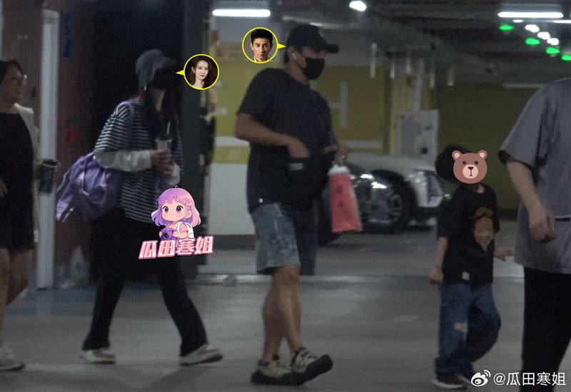 吳奇隆與劉詩詩現身商場停車場。（翻攝自微博）