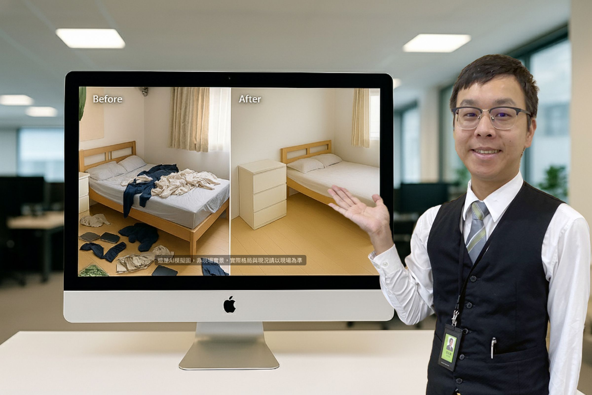 信義房屋推出「Ai一鍵清空」功能,以AI技術還原空間格局等結構,讓買方能更直覺地想像家的樣貌。功能上線一個月展現顯著成效。(圖/信義房屋)