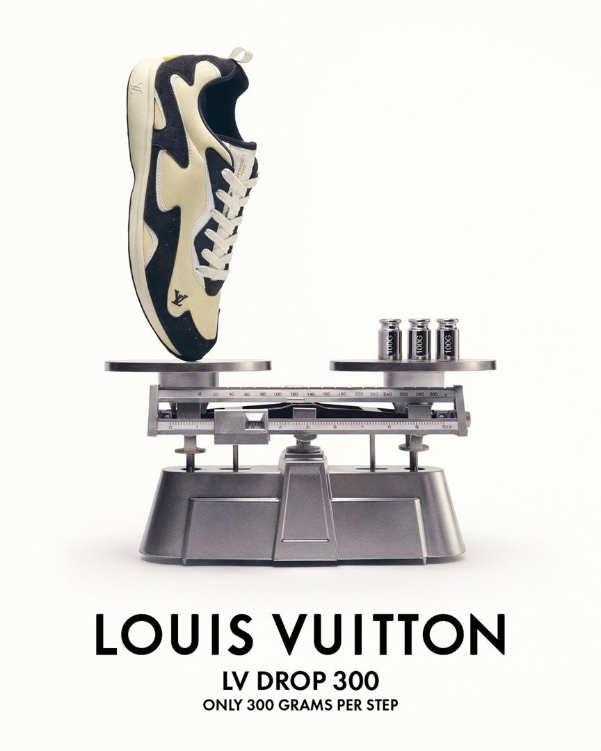 同場加映另一款輕盈新品:LV Drop 300運動鞋,每只鞋僅重300多公克。(Louis Vuitton提供)