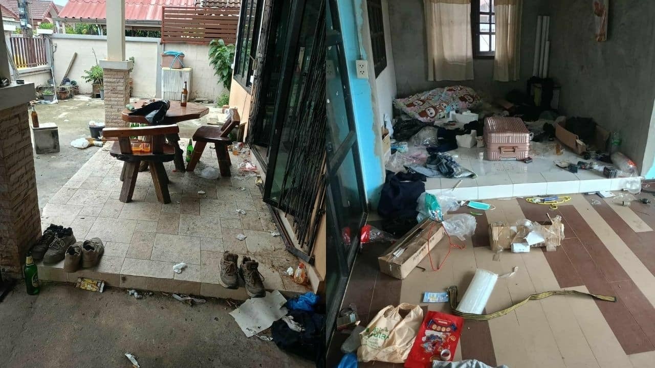 泰國屋主控訴一群中國籍房客欠租落跑，留下滿屋垃圾，形同租霸。（翻攝自臉書）