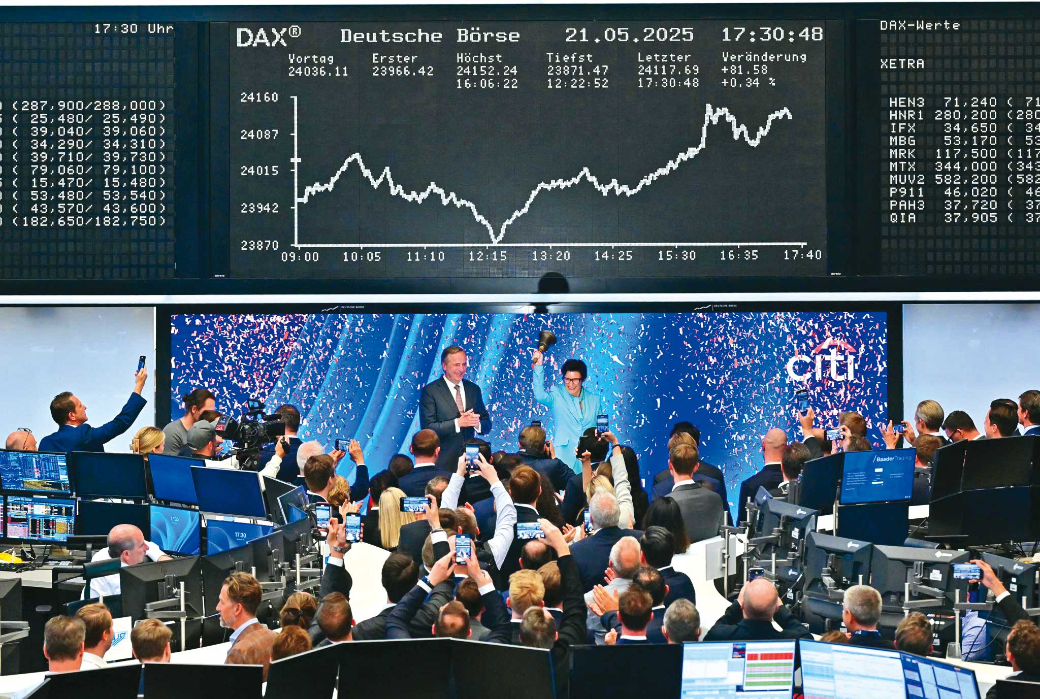 2025上半年歐股大漲，歐洲龍頭德國DAX指數屢創歷史新高。（翻攝Deutsche Boerse Cash Market Linkedin）