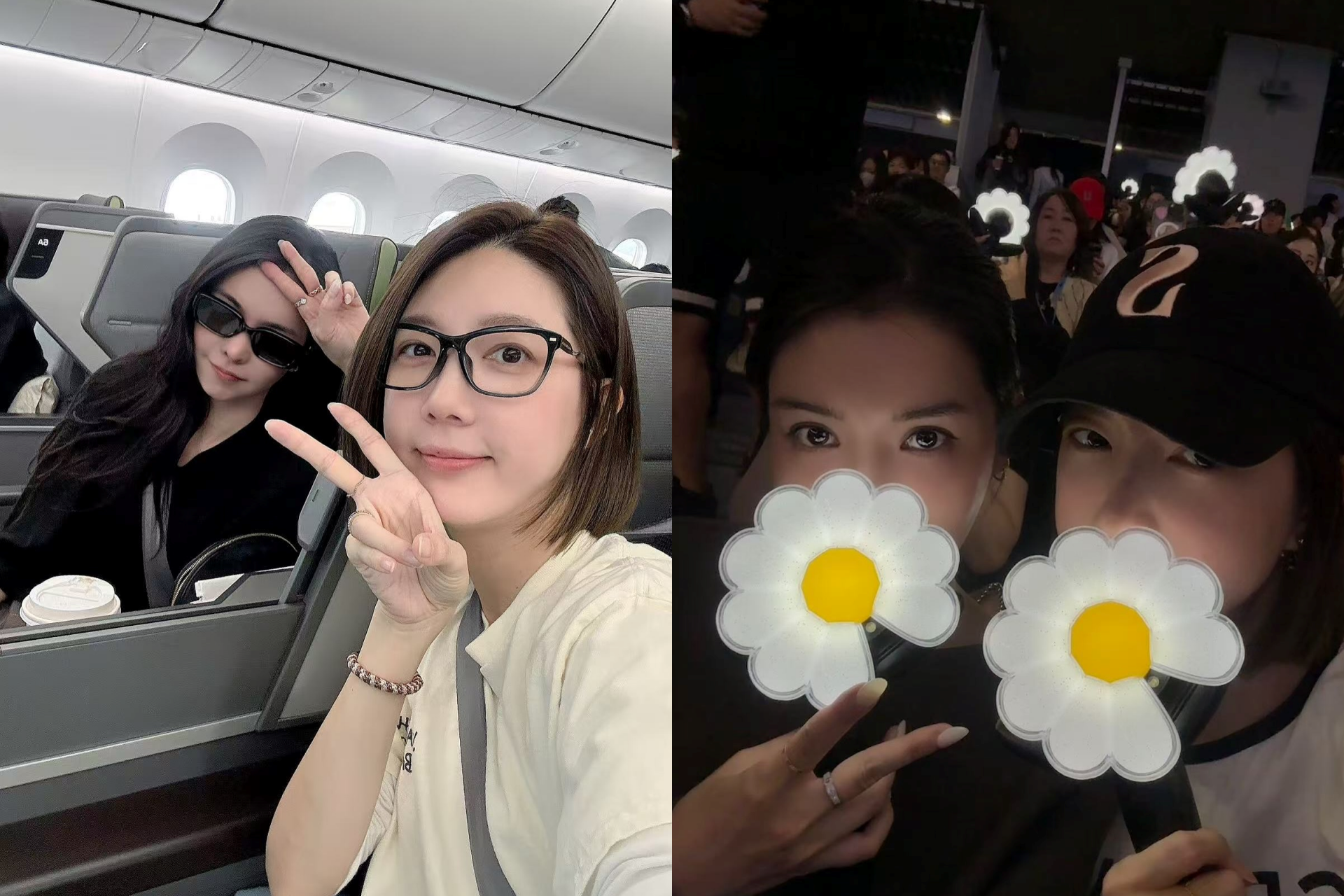 宋米秦（右）與李毓芬（左）一起到東京看G-Dragon演唱會。（翻攝宋米秦臉書）