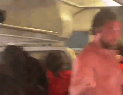 1名疑似處於爛醉狀態的俄羅斯男子在航班降落前夕大鬧航班。(翻攝自抖音)