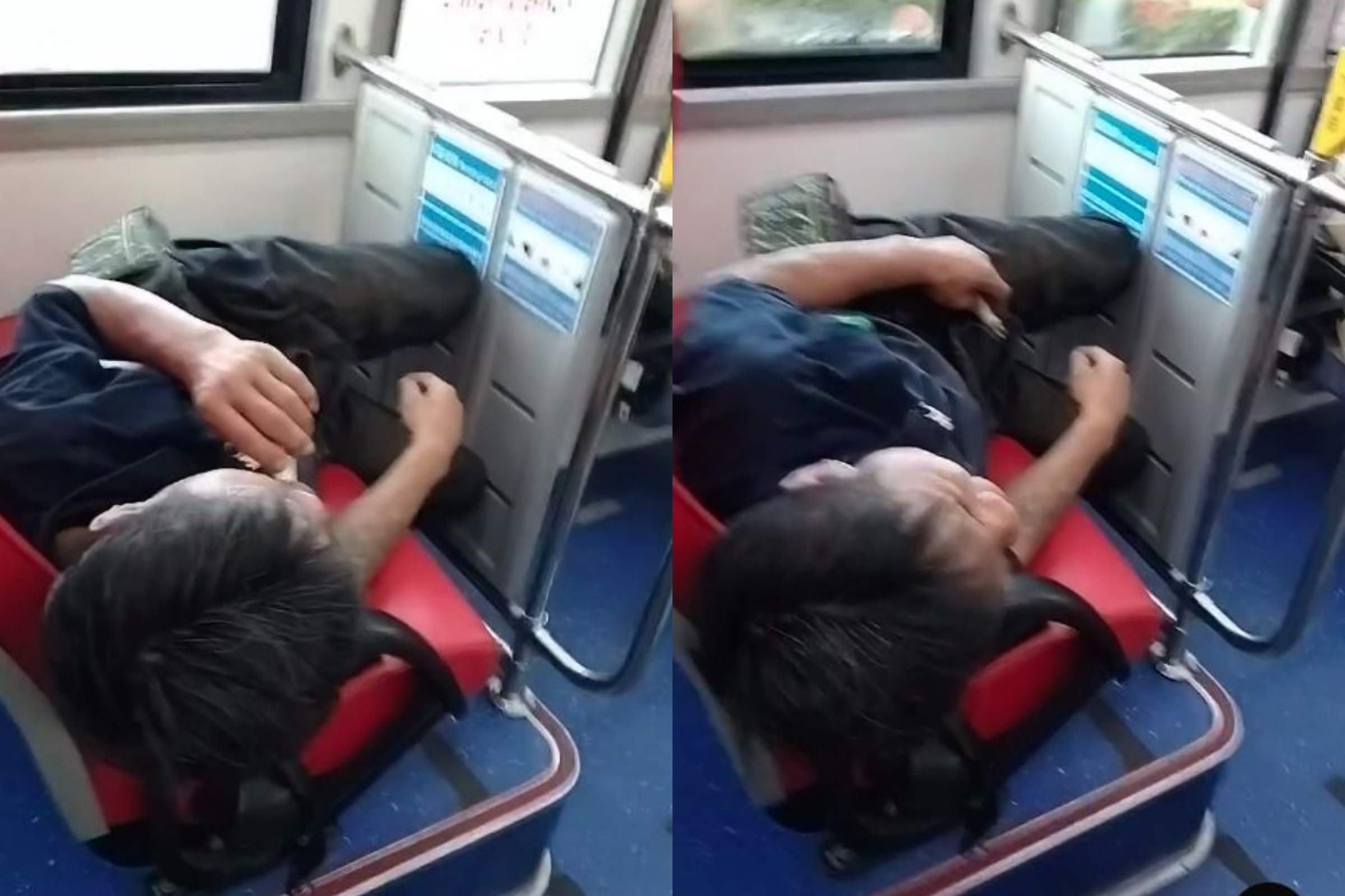 有網友日前在五股橘19路線公車遇到民眾公然吸食電子煙，過程中神情恍惚、手抖，畫面嚇人。（翻攝Threads@huiyu7289）