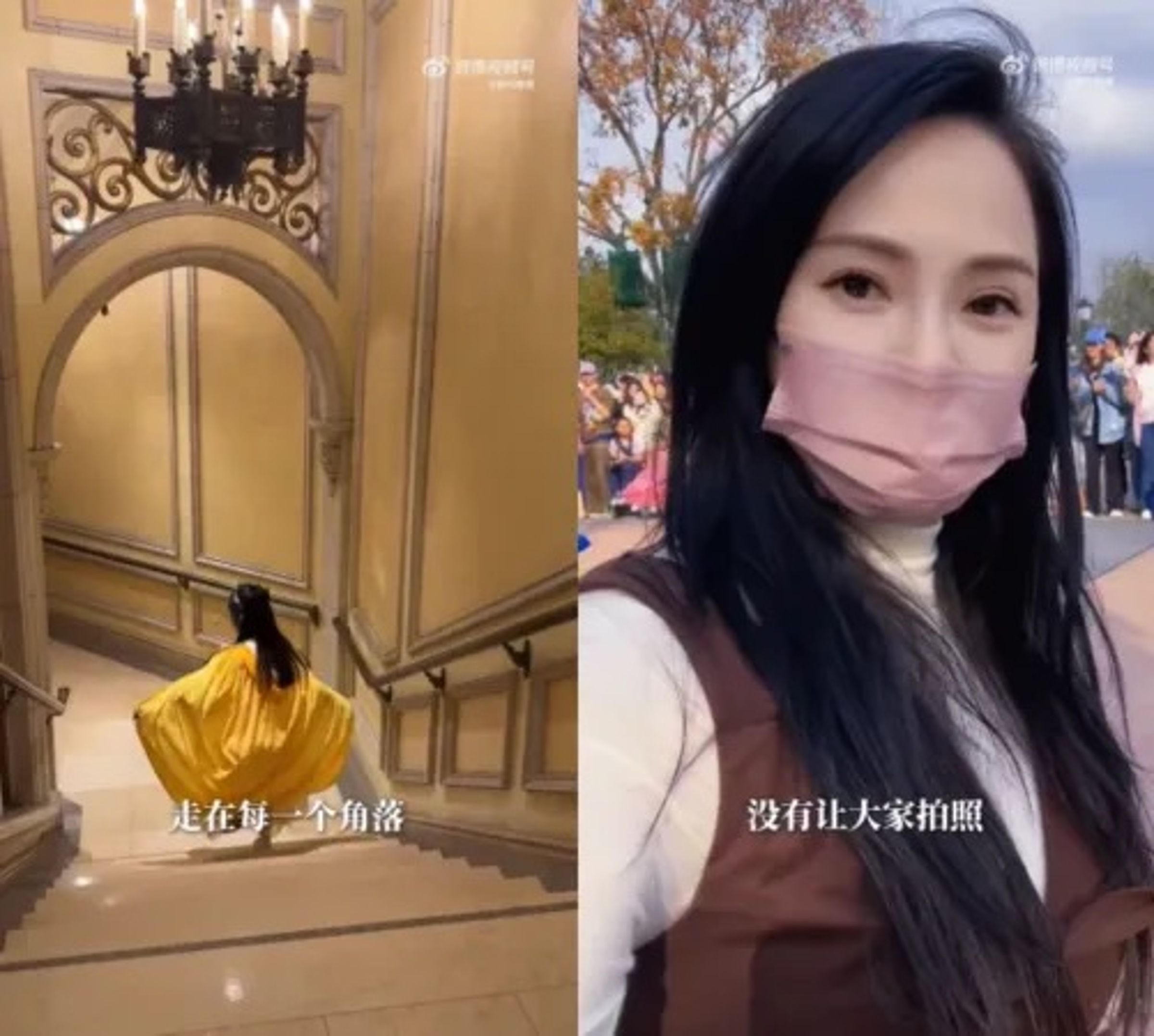 伊能靜親手為女兒打造公主造型,陪看花車與煙火,記錄溫馨旅程。(翻攝自伊能靜微博)