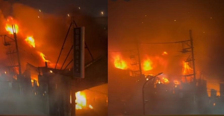 有片／中壢家具廠凌晨陷火海！交流道濃煙瀰漫　百名消防員急灌救...駕駛驚：完全看不到路