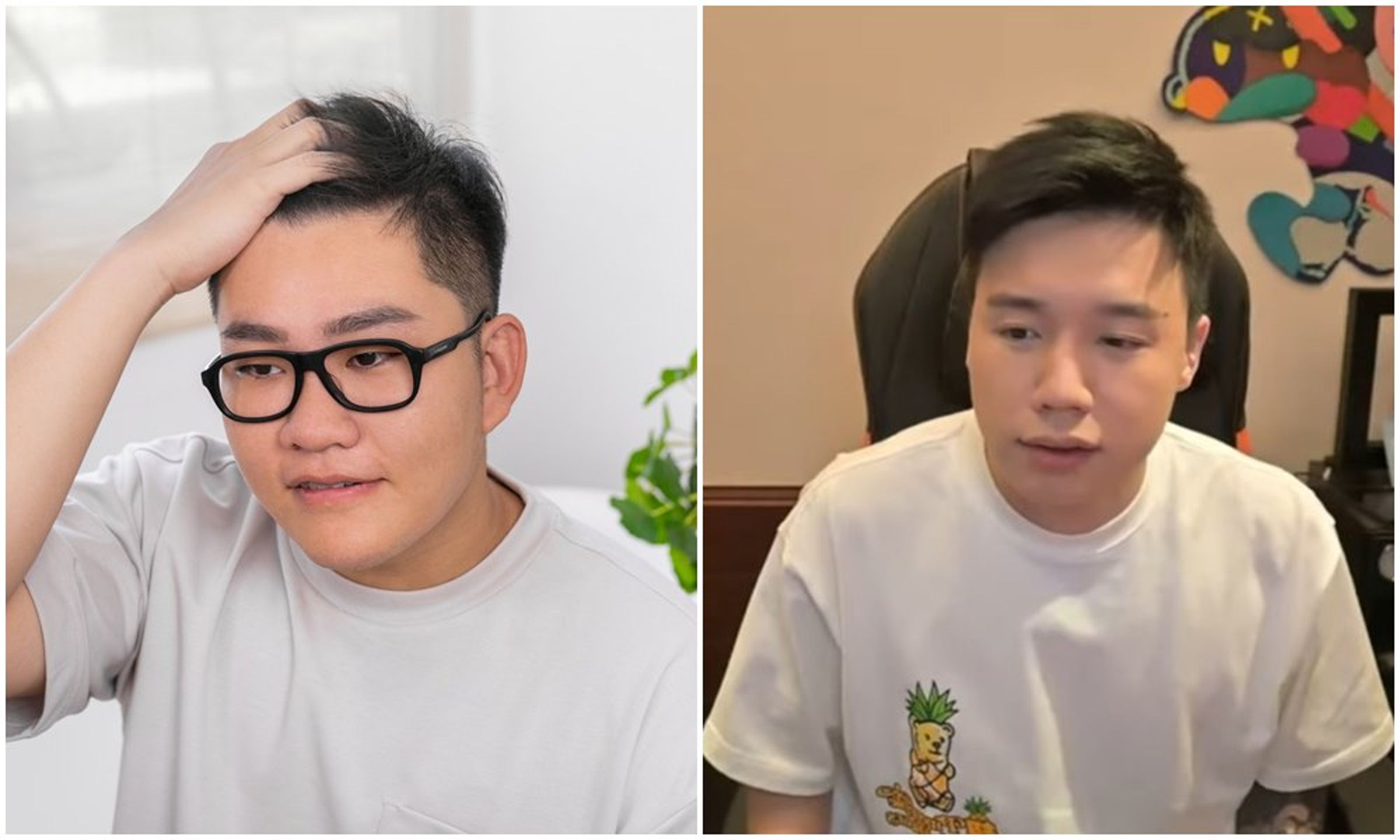 Joeman（左圖）涉毒被逮，Toyz（右圖）質疑他為何只驗尿不驗毛髮。（翻攝Joeman臉書、Toyz YouTube頻道）