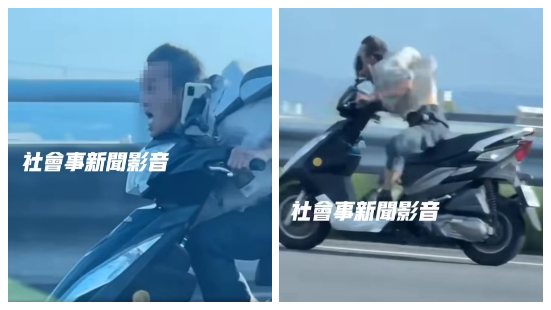 1名男子未戴安全帽騎機車闖國道狂飆，瘋狂模樣嚇壞用路人直呼好怪。（翻攝社會事新聞影音）