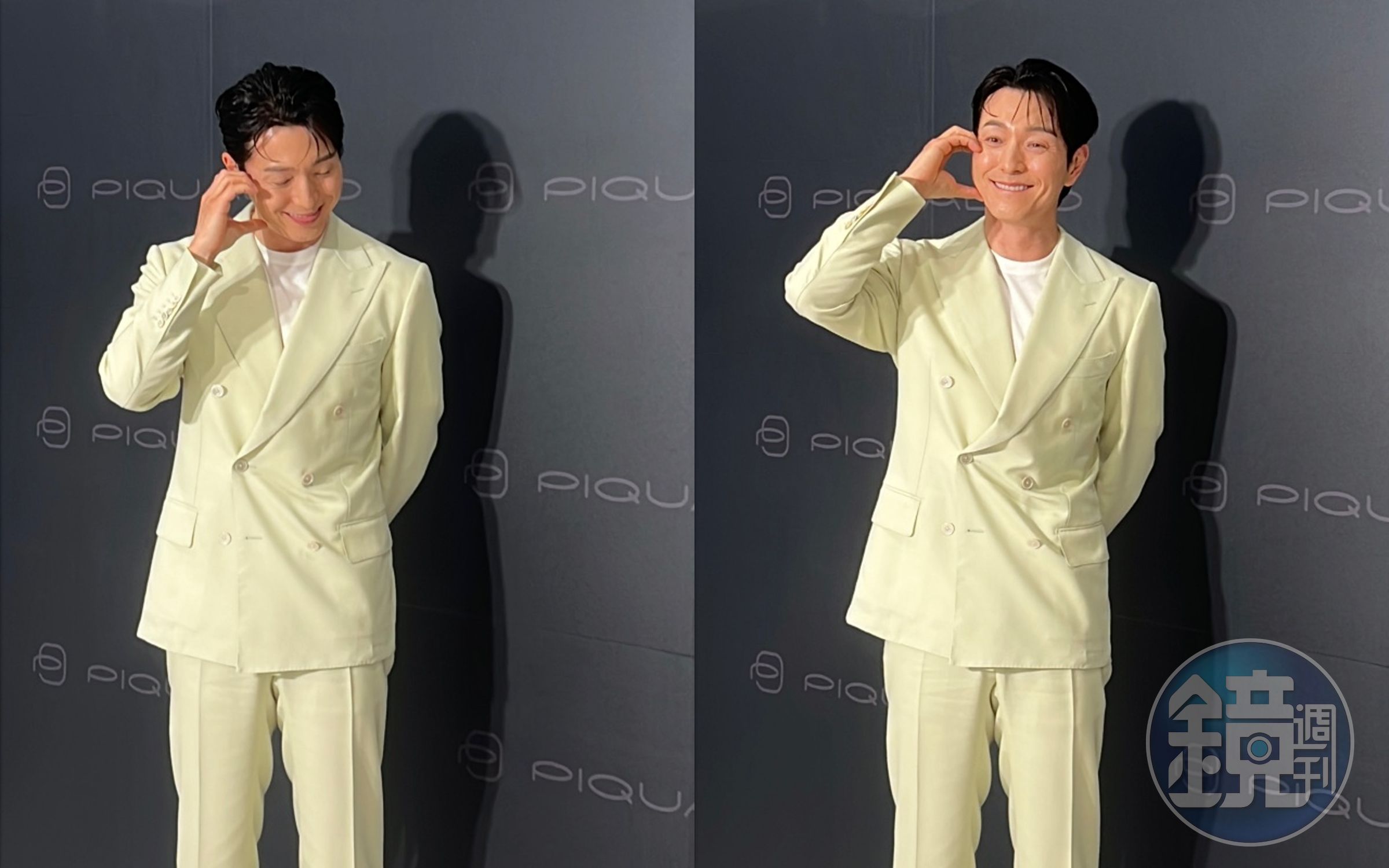 鄭星一做出手比愛心pose時會先有害羞表情。