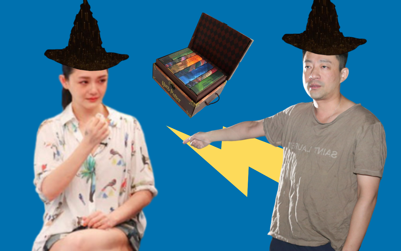 大S（左）指控汪小菲（右）拿精裝版《哈利波特》攻擊。此為合成示意圖。（本刊資料室、翻攝自東森新聞雲）