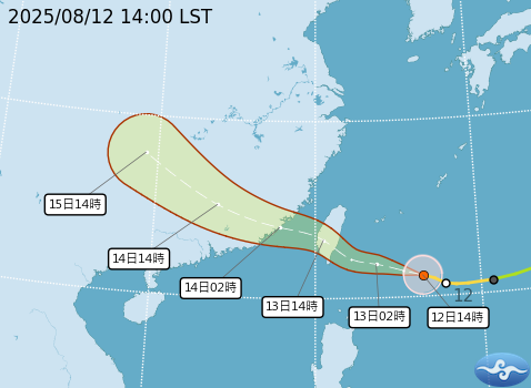 颱風楊柳直直撲向台灣而來。（中央氣象署提供）