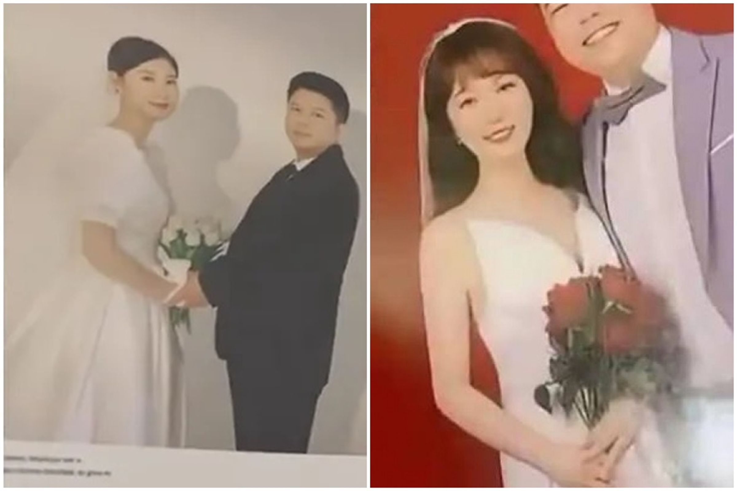 四川一名媽媽結婚4年後,近日要把婚紗照給女兒看,才發現婚紗照封面是自己與老公,但裡面卻是另一對新人。(翻攝自微博)