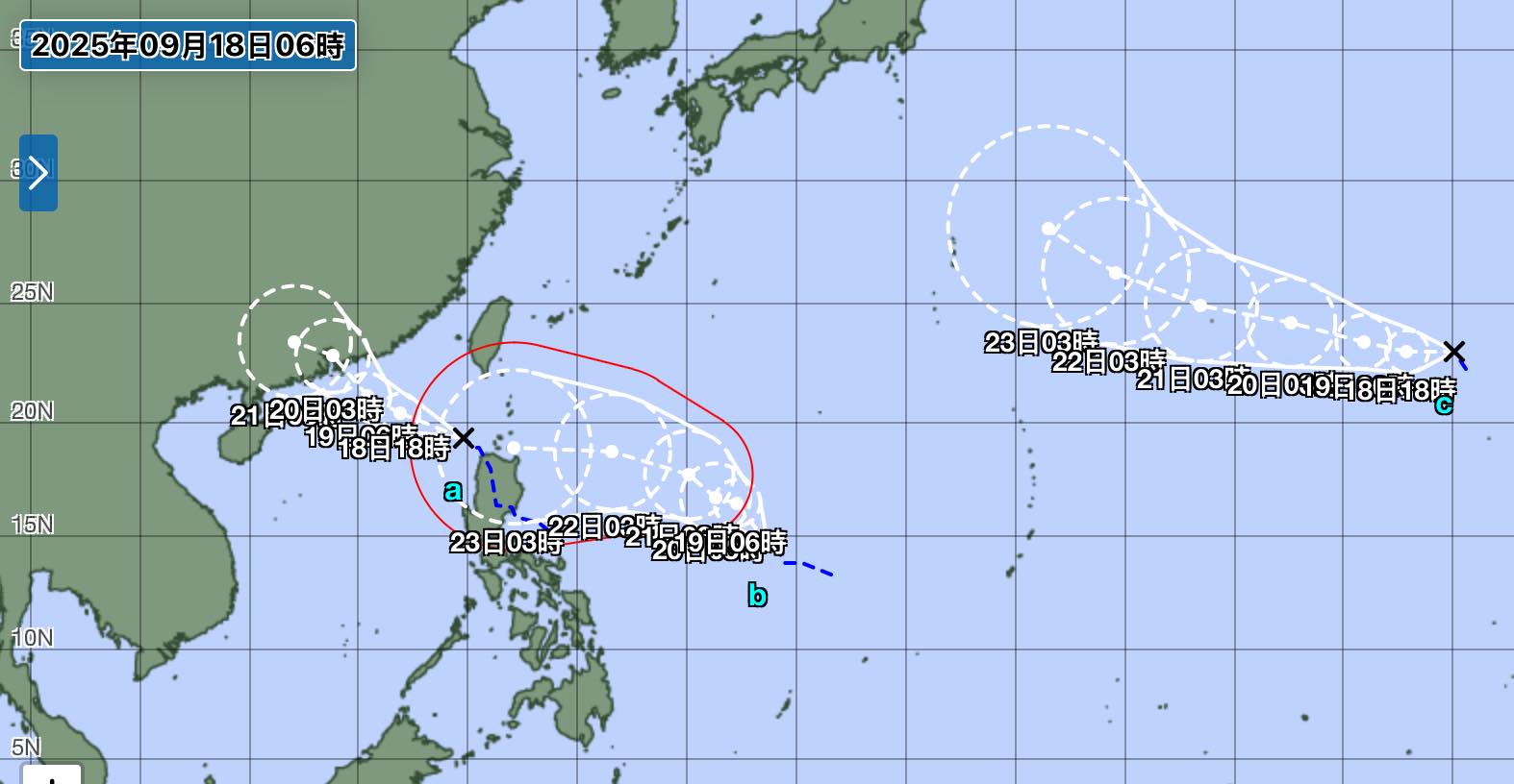 太平洋上有3熱帶低壓共舞。（翻攝自臉書）