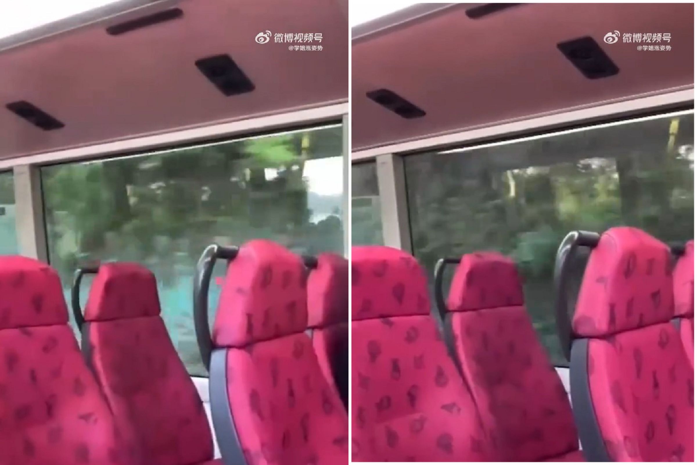 看似正常公車,車窗大有問題!驚見「18禁愛愛鬼影」。(翻自微博)