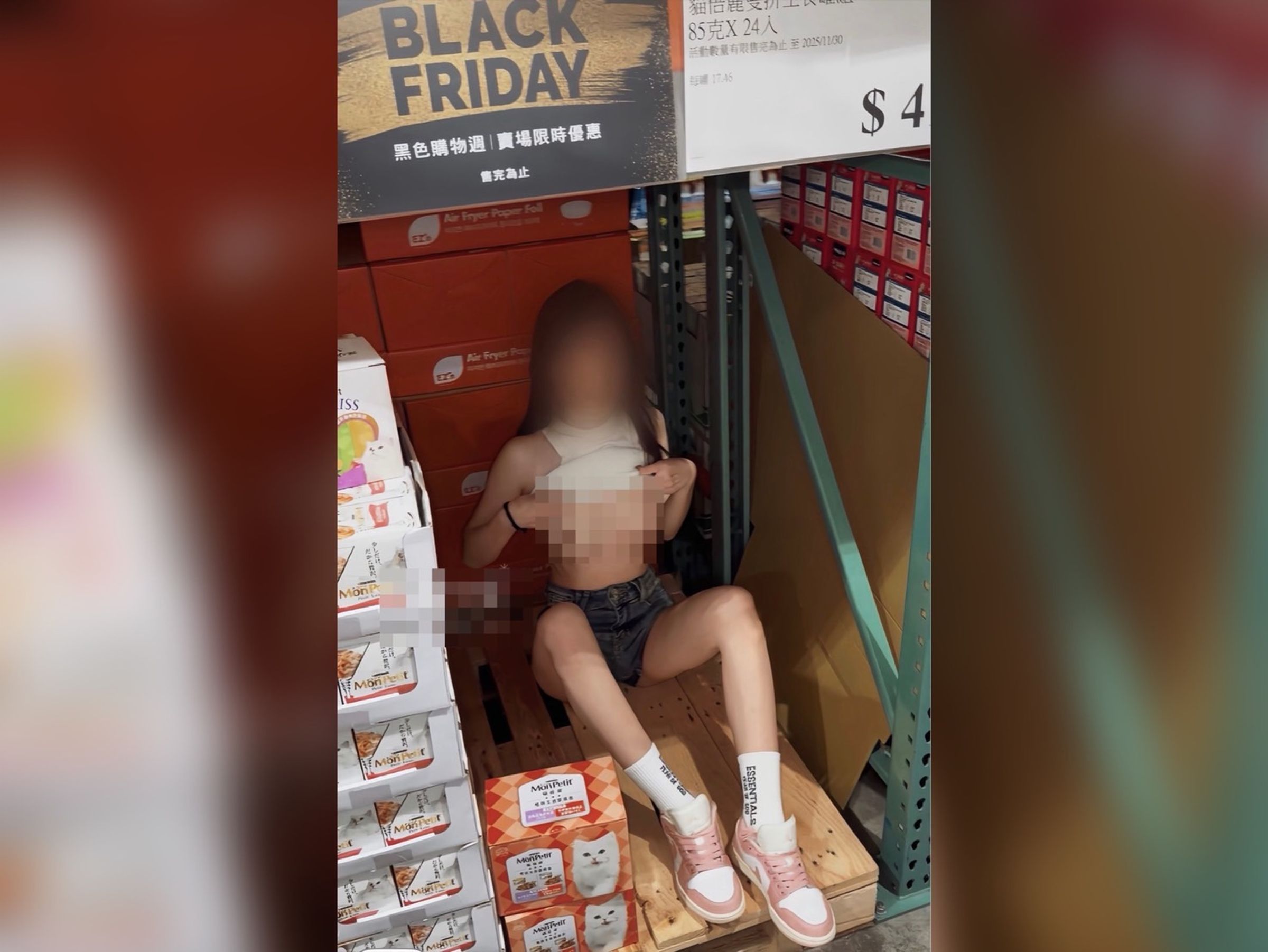 好市多內露胸女子到案說明,稱是一時興起。(翻攝當事人X)