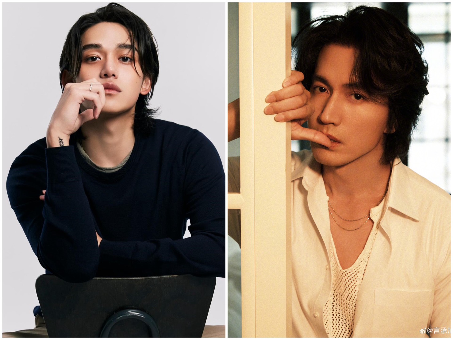 韓團NCT前成員Lucas（黃旭熙）將來台演出《我們的年代—時候》中言承旭的少年時代。（微博合成）