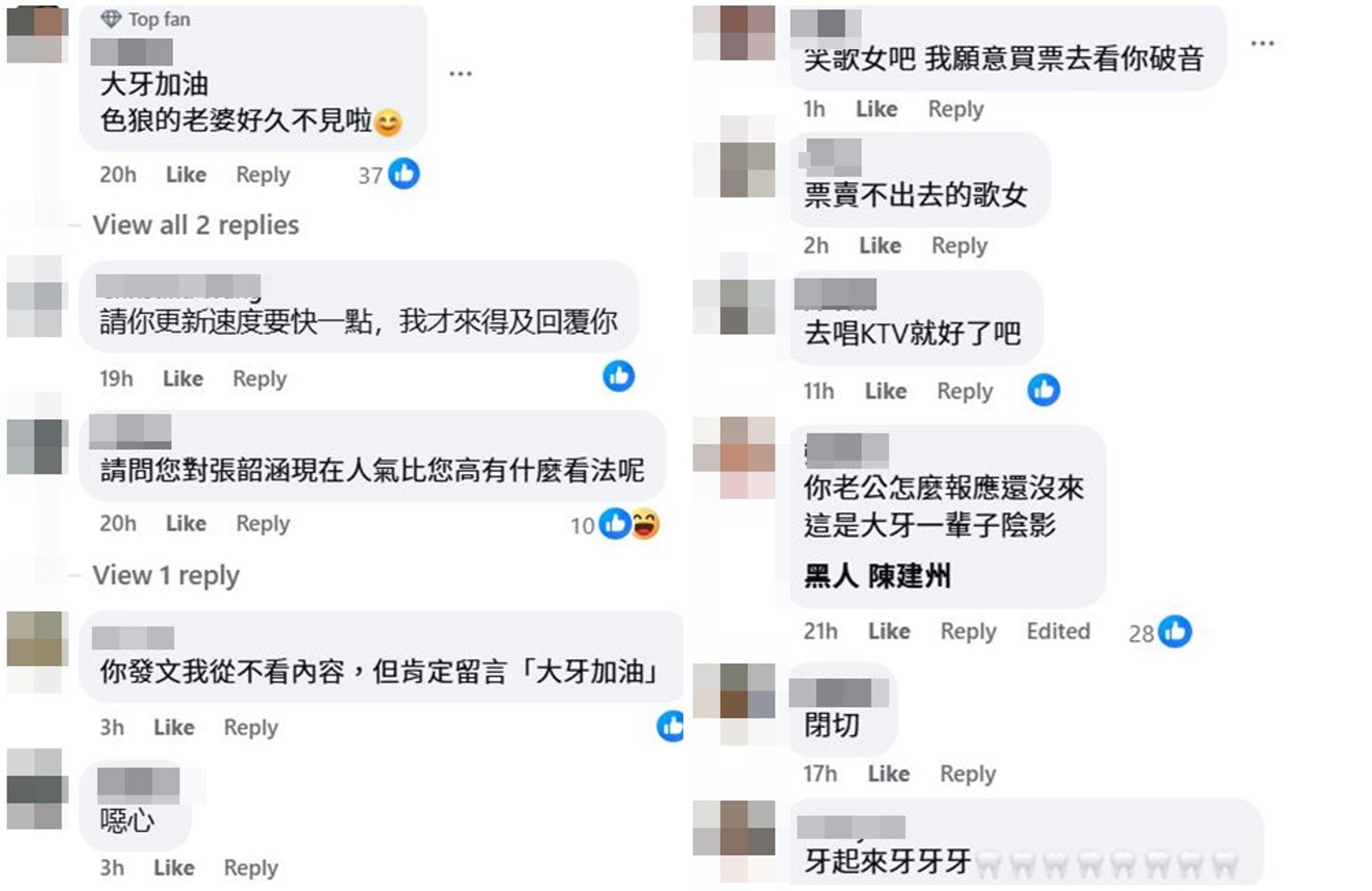 網友一面倒留言,狂酸范瑋琪。(翻攝范瑋琪臉書)