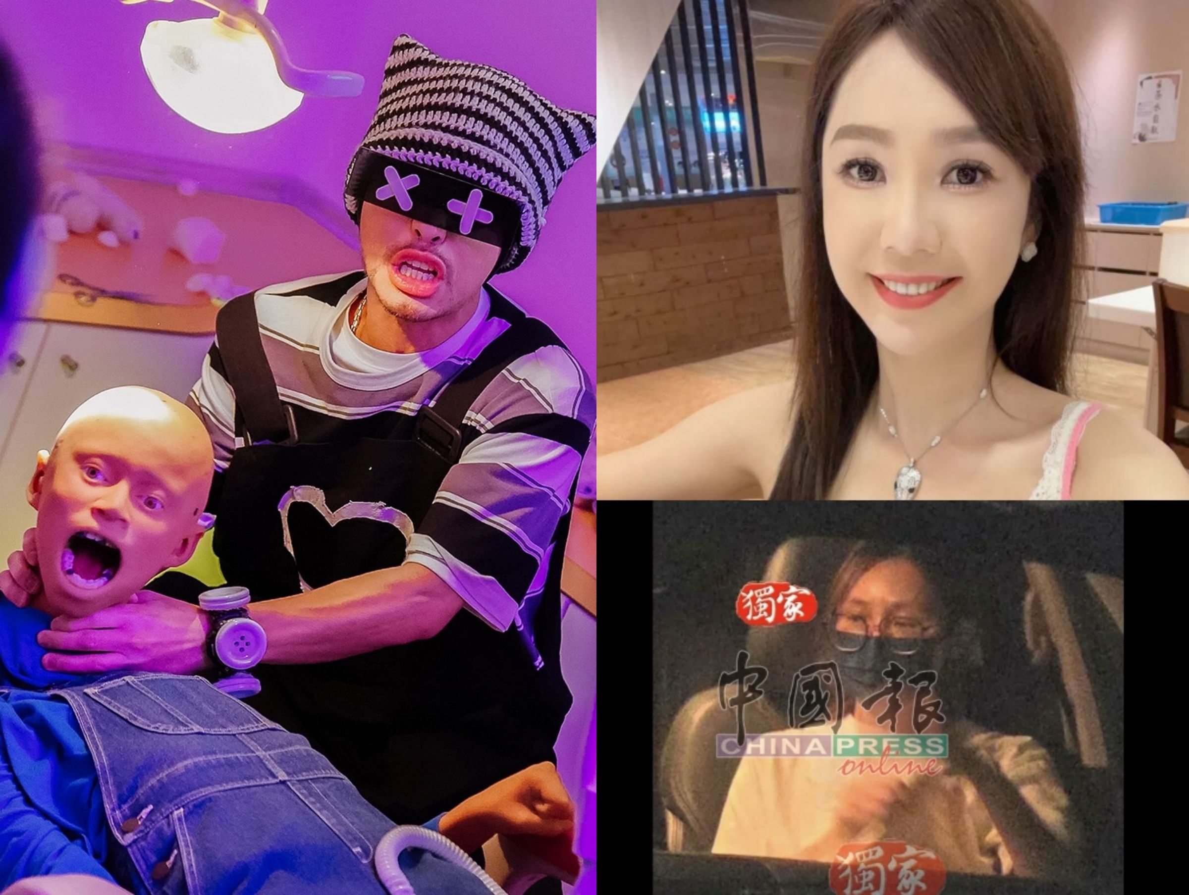 黃明志的女友Sarah（右下）陪他投案，而且她曾被說像海倫清桃（右上）。（翻攝網路）