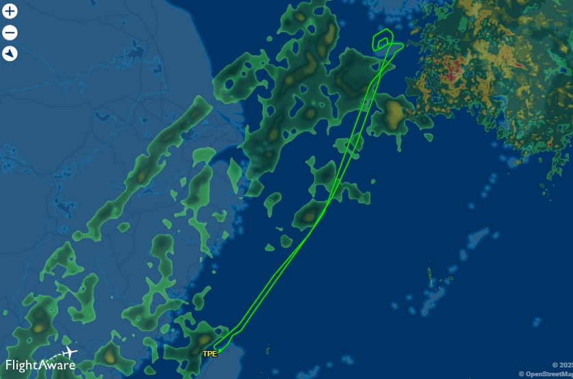 TTW654航班因當地天氣不佳而返航。（翻攝自FlightAware）