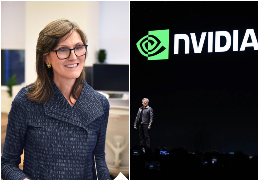 知名女股神伍德（Cathie Wood）創辦的「方舟投資」，2022年開始拋售輝達股票，據悉新台幣少賺389億。（翻攝維基百科、NVIDIA Taiwan臉書）