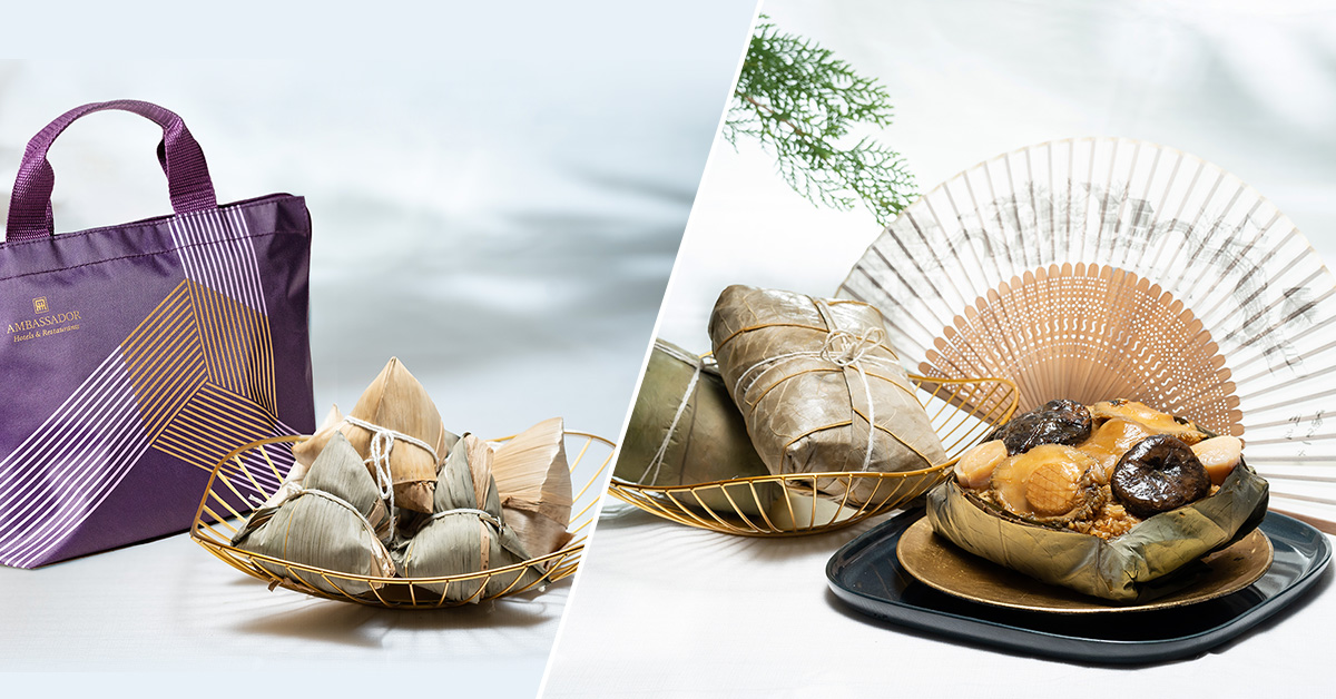 台北國賓大飯店手工粽每年熱銷顆數突破3萬5千顆，堪稱飯店界端午手工粽的「第一指名」！圖左為「國賓御品雙味粽」、圖右為「頂級鮑魚粽」。