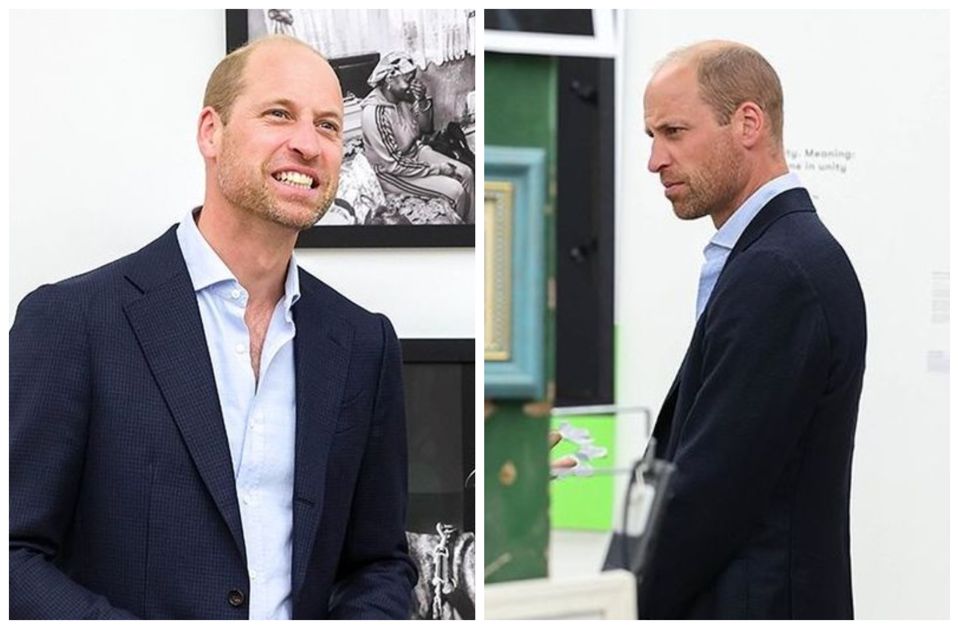 威廉王子昨出席藝術展覽，滿臉鬍渣模樣引起關注。（翻攝princeandprincessofwales IG）